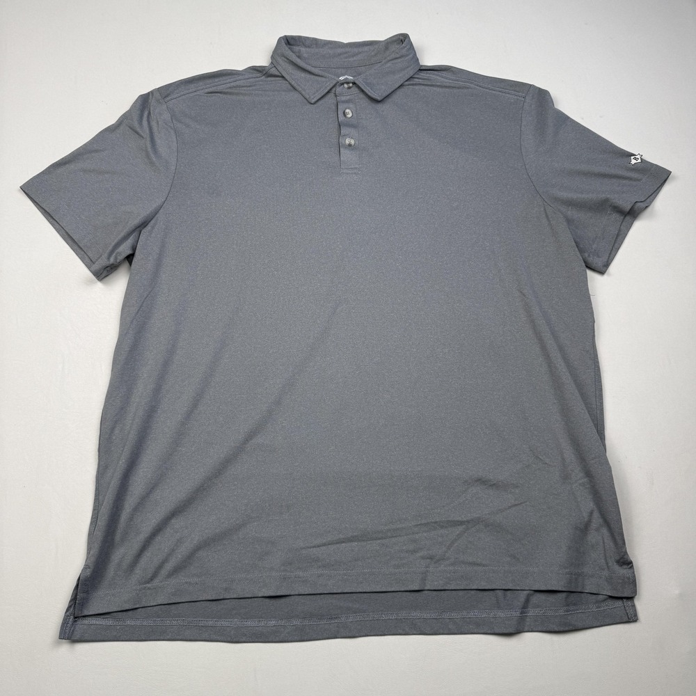 Burlebo Polo Shirt Mens XL Gray Solid Performance Stretch Tech Outdoor Summer